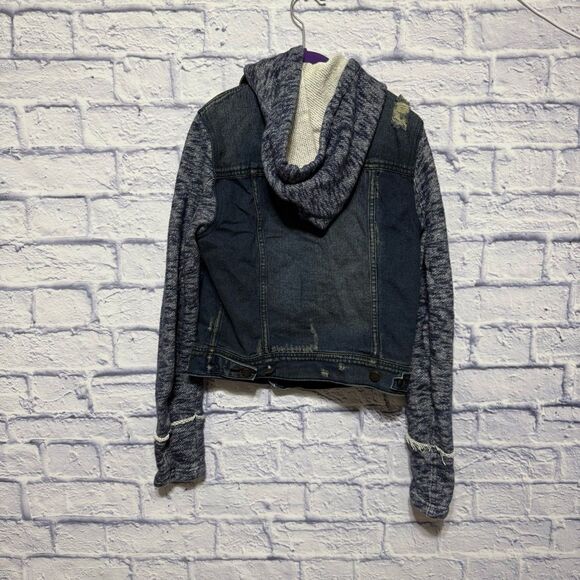 Free People Denim & Knit Hooded Jacket - size XS - Picture 5 of 15